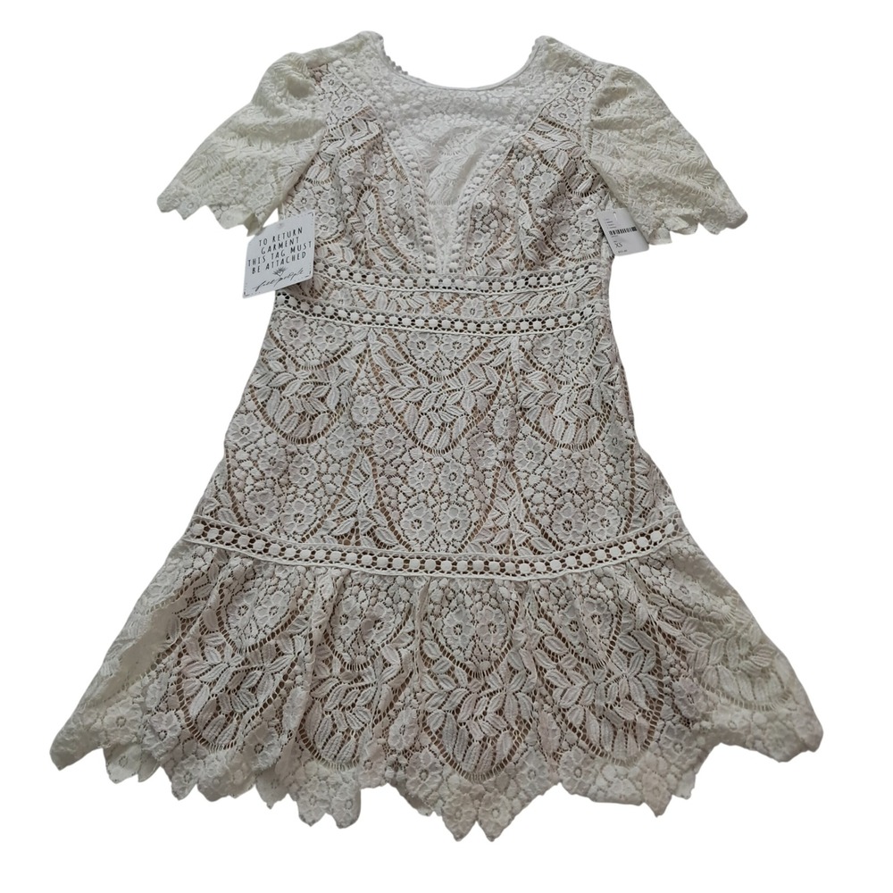 NWT Saylor Free People Dress Womens XS White Darian Mini Lace Bridal Graduation